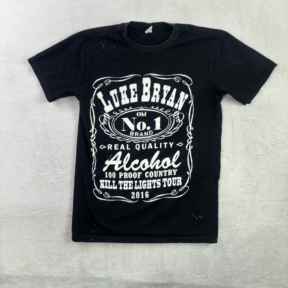 2016 Luke Bryant Kill The Lights Tour Black SS Graphic Shirt Distressed Men's Sm